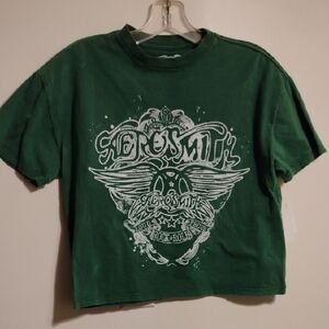 Aerosmith Green Graphic Crop Top